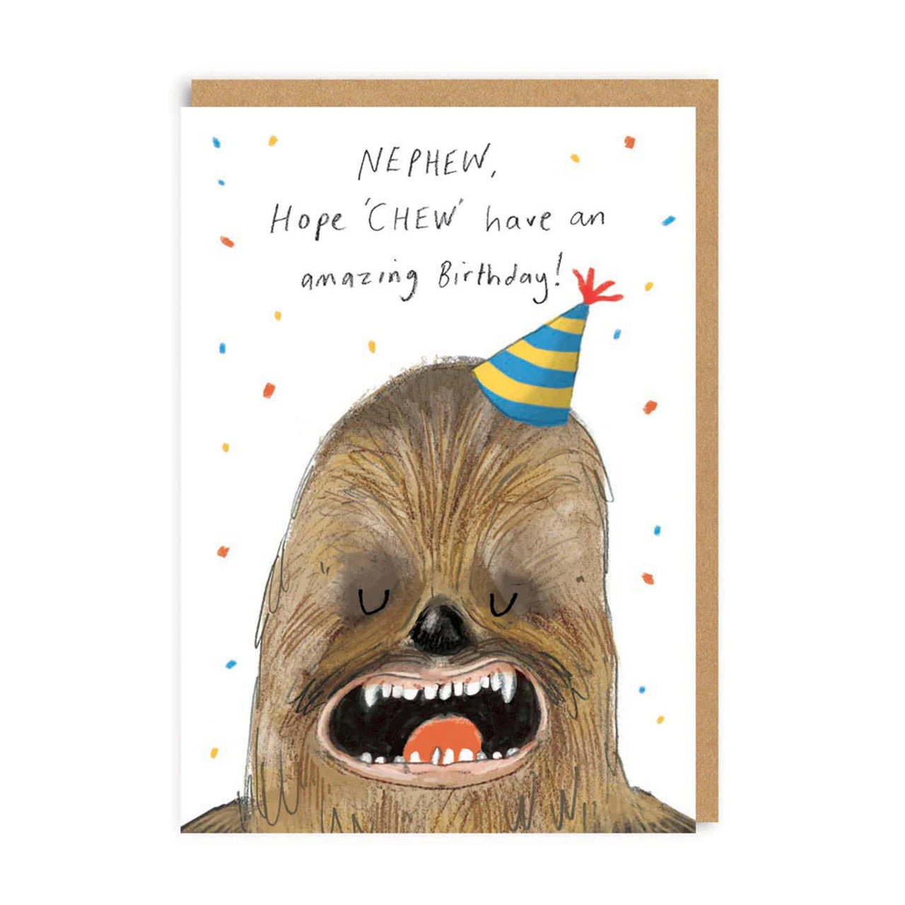 Nephew Birthday Card text reads "Nephew Hope 'Chew' have an amazing birthday!"