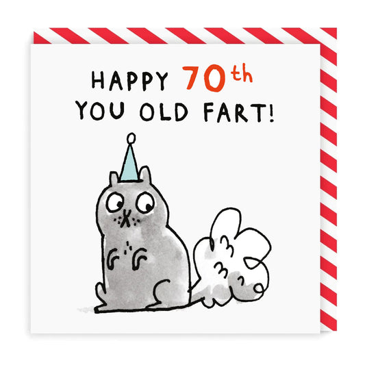 70th Birthday Card text reads "Happy 70th You Old Fart"