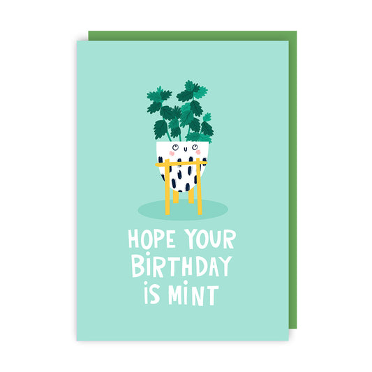 Birthday Card text reads "Hope your birthday is mint"