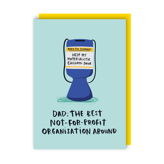 Father's Day Card text reads "Dad the best not-for-profit organisation around"